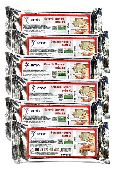 Artlantis Ceramic Plasticine Natural Clay 500 Gr White Clay Plasticine 6 Pack Ceramic Clay White Color Modeling Mud