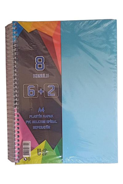 Artlantis 6+2 Bookmark Notebook 8 Thread 200 Sheets 1 Piece 6 Plaids 2 Lines Spral Plastic Cover with Separator