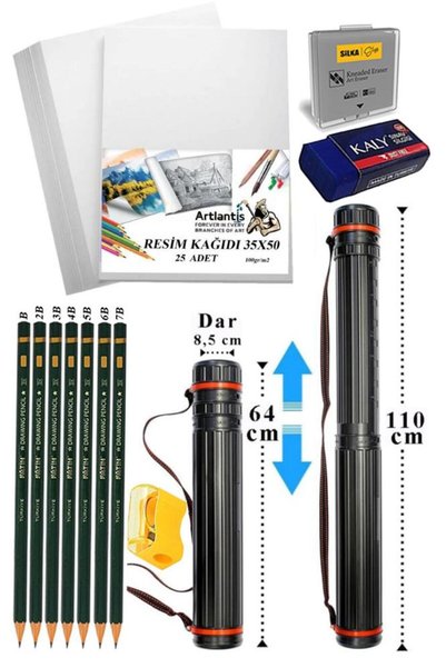 Artlantis Proje Tüpü Dar 1 Adet 35x50 cm Resim Kağıdı 25 Adet Dereceli Resim ...