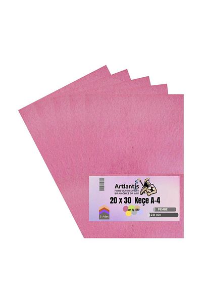 Artlantis Pink Felt A4 2 Mm 20x30 Cm 5 Pieces 1 Pack School Nursery Activity