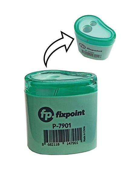FixPoint مبراة قلم رصاص ذات عيون مزدوجة، لون باستيل، قطعة واحدة، مبراة مع خزان، ألوان باستيل، فتاحة أقلام قياسية