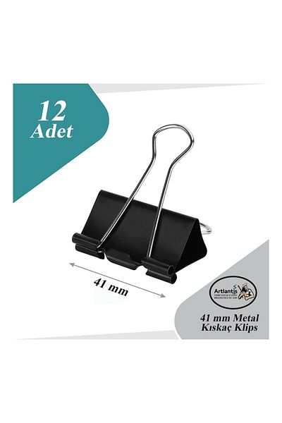 Artlantis Steel Clamp Clip 41 Mm 12 Pieces 1 Pack Metal Clamp Binder Clips Skinny 180 Sheet Capacity Multi Am