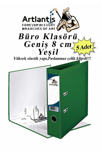 Artlantis Dosar de birou verde lat - Oțel inoxidabil, 5 bucăți
