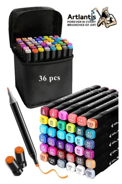 Artlantis 36Pcs Double-Sided Marker Pen with Bag 1 Pack 36 Colors Touch Marke...
