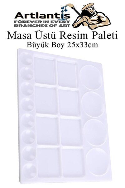 Artlantis Masa Üstü Resim Paleti 1 Adet 20 Hazneli Boya Paleti 25X33 cm Sanat...