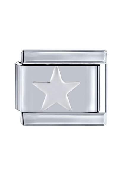 nokt Kabartmalı Yıldız İtalyan Çelik Charm