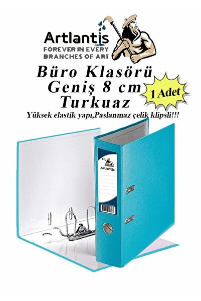 Artlantis Büro Klasörü Turkuaz Geniş 1 Adet Plastik Geniş Turkuaz Klasör Halk...