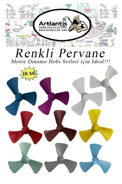 Artlantis Deney Pervanesi Renkli 10 Adet Dc Motor Dinamo Uyumlu Pervane 3 Kan...