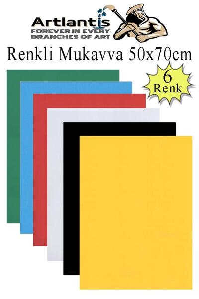 Artlantis Renkli Mukavva 6 Renk 50x70 cm 1 Paket Sert Renkli Karton 1.0 mm Ok...