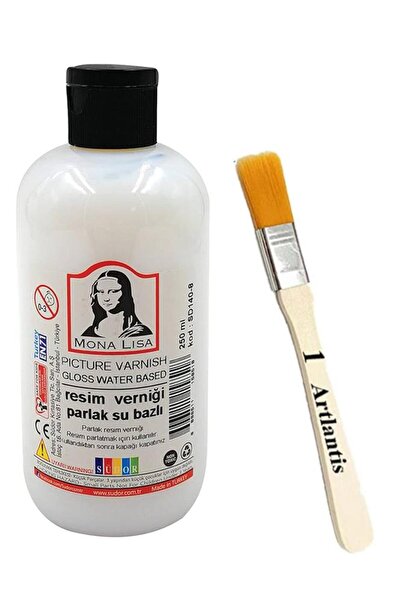 Artlantis Resim Verniği 250 ml Su Bazlı 1 Adet ve Zemin Fırçası Resim Parlatı...