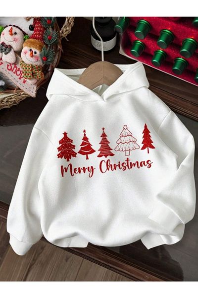 AFROGİYİM Christmas Special Unisex Pine Tree Christmas Printed Oversize Sweatshirt