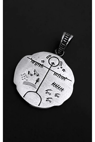 Gümüş Sanatı 925 Ayar Gümüş Göktürk Yazıt Erkek Kolye Ucu