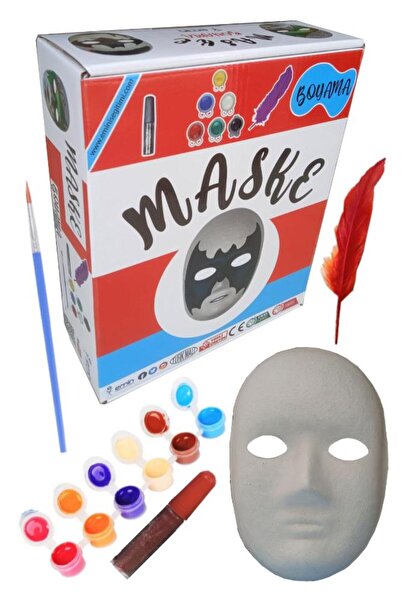Artlantis Karton Maske Boyama Seti 1 Paket İpek Fırçalı Akrilik Boyalı Boyanabilir Maske Okul Sınıf Etkinlik