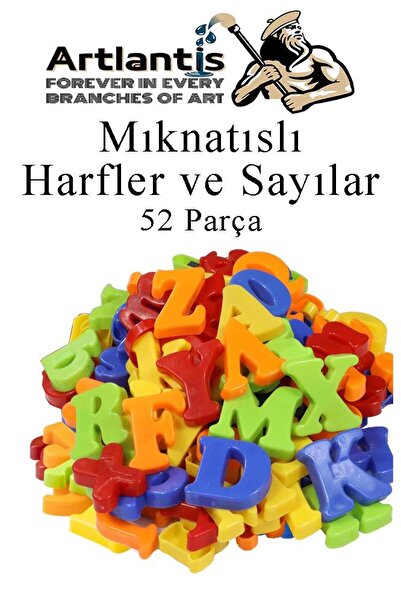 Artlantis Mıknatıslı Harfler ve Sayılar 52 Parça 1 Paket Bubu Manyetik Harf ve Sayı Okul Öncesi Eğitim Harfler