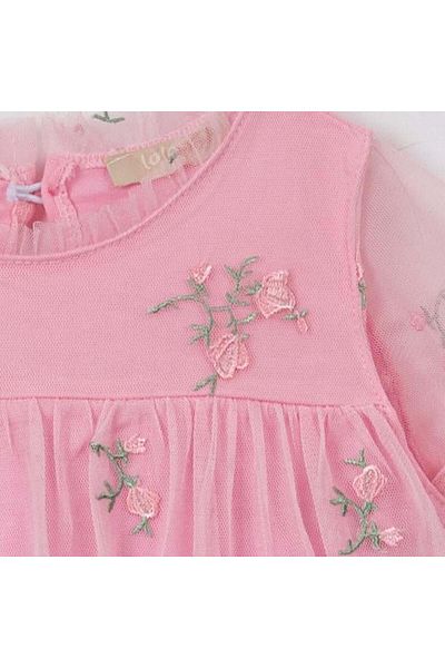Lolons Rochie din tul țesut cu modele florale pentru fete