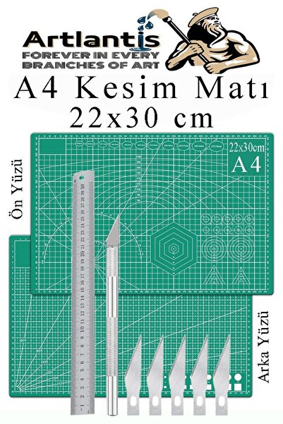 Artlantis Kesim Matı A4 Kretuar Seti ve Çelik Cevel 30 Cm 1 Adet 22x30 cm Çif...
