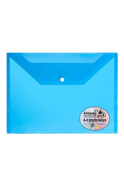 Artlantis A4 Snap Fastener Blue Transparent Colored Envelope File 1 Piece Snap File 1 Piece
