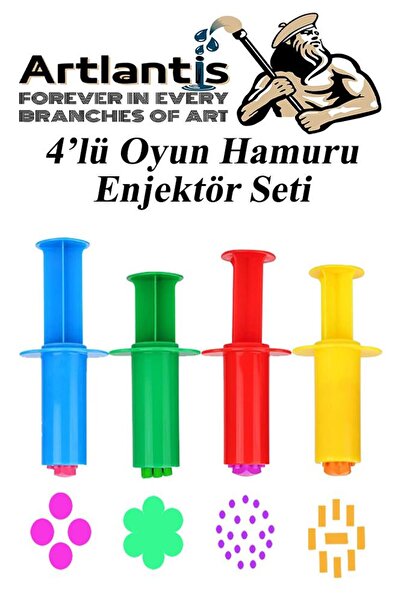 Artlantis Oyun Hamuru Enjektör Kalıbı 4 lü 1 Paket 4 Çeşit Enjektör Oyun Hamu...