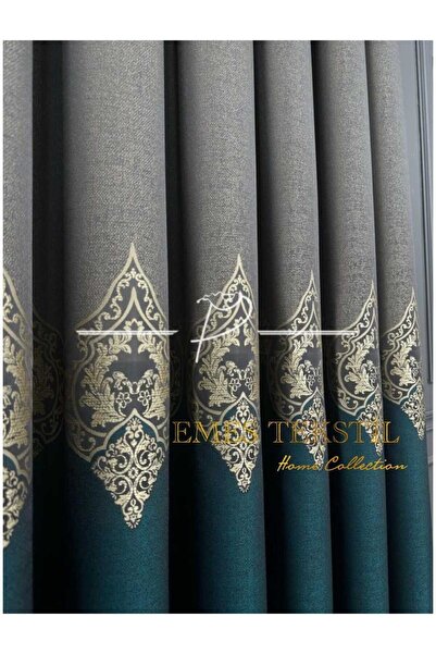 Perde Pendik Zeus Pano Fon Perde,Lüks Desenli Salon Perdesi,A Kalite Yeşil De...