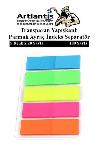 Artlantis Self-Adhesive Bookmark Postit 5 Colors 1 Piece Adhesive Note Paper Transparent Finger Mark Inde