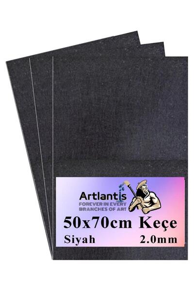 Artlantis Siyah Keçe 50x70 cm 2.0 mm 3 Adet Renkli Hobi Keçesi Elişi Keçesi A...
