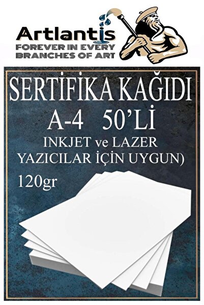 Artlantis A4 Sertifika Kağıdı Kalın 50 Adet Gramajlı Fotokopi Kağıdı 120 gr T...
