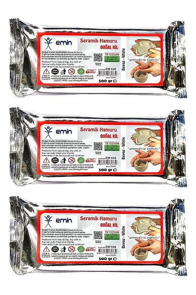 Artlantis Ceramic Plasticine Natural Clay 500 Gr White Clay Plasticine 3 Pack Ceramic Clay White Color Modeling Mud