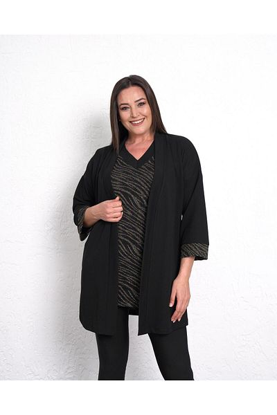 Butik Nilyam Γυναικεία Σετ Μπλούζα και Μπουφάν με ελαστική V λαιμόκοψη Plus Size 24701