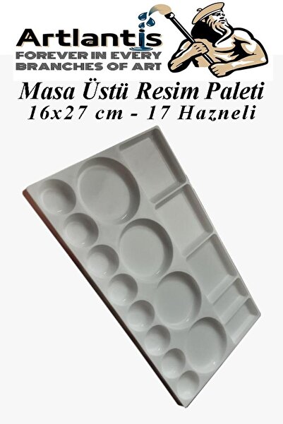 Artlantis Masa Üstü Resim Paleti 1 Adet 17 Hazneli Boya Paleti 16X27 cm Sanat...