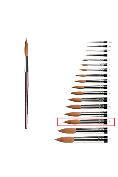 Artlantis Suluboya Fırçası 12 Numara Samur Guaj Boya Fırça No:12 1 Adet