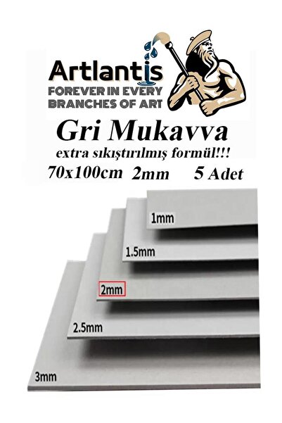 Artlantis Mukavva Gri 2 mm 70x100 cm 5 Adet Sert Karton Ekstra Sıkıştırılmış ...