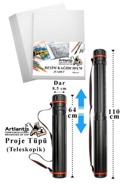 Artlantis Proje Tüpü Dar 1 Adet 50x70 cm Resim Kağıdı 25 Adet Bozuka Proje Tü...