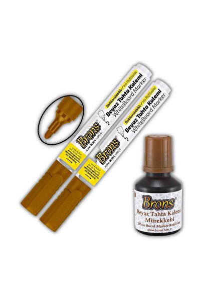 Brons Kahverengi Yazı Tahta Kalemi Doldurulabilir 2 Adet ve Silinebilir Mürek...