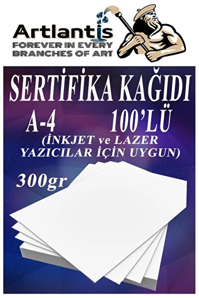 Artlantis A4 Sertifika Kağıdı Kalın 100 Adet Gramajlı Fotokopi Kağıdı 300 gr ...
