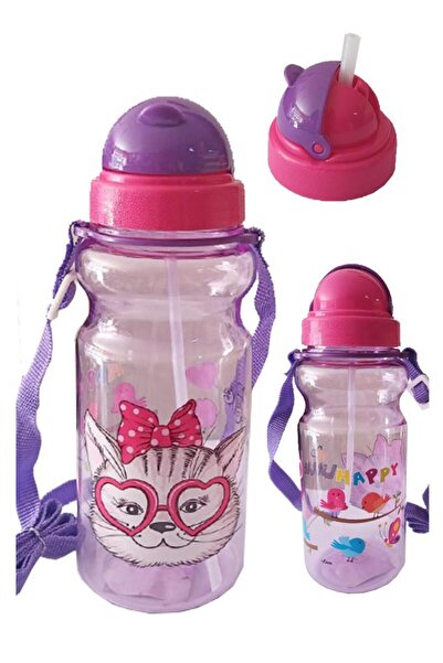Dolphin Kız Çocuk Matara 500ml Mor 1 Adet Little Happy Mor Suluk Plastik Su M...