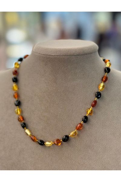 KEHRİBAREVİ KARAMAN Baltic Drop Amber Baby Teeth Necklace
