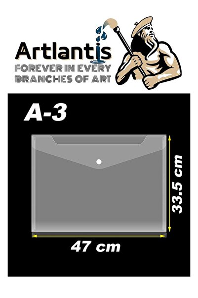 Artlantis A3 Çıtçıtlı Dosya Şeffaf 5 Adet A-3 Çıtçıtlı Zarf Dosya Transparan 47x33.5 cm Büyük Boy Çıtçıtlı Dos