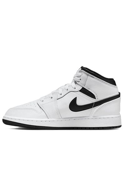 Nike Air Jordan 1 Mid Leather Unisex Sneaker Γνήσιο δέρμα ψηλά καθημερινά αθλητικά παπούτσια Λευκά