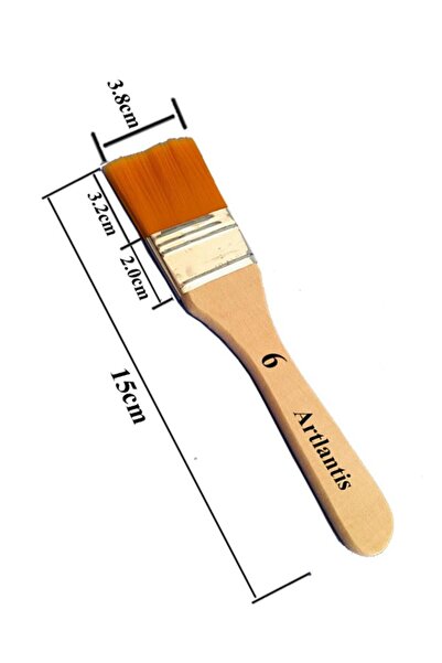 Artlantis Zemin Fırçası 6 Numara Sentetik İpek Uçlu Kıl Akrilik Guaj Yağlı Boya Fırçası Zemin Fırça No:6 1 Ade