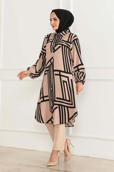 SGS Μαύρο γεωμετρικό τουνίκ από βισκόζη βιζόν