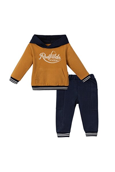 Lolons Kapüşonlu Erkek Bebek İkili Takım Koyu Hardal