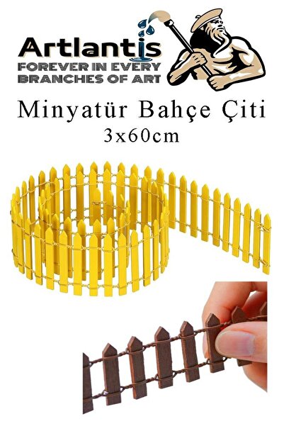 Artlantis Mini Bahçe Çiti Renkli 3x60cm 1 Adet Dekoratif Minyatir Bahçe Çiti Okul Proje Teraryum Mini Ev Bahçe