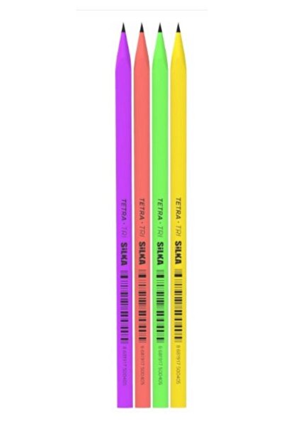 Silka Kurşun Kalem 4 Renk Üçgen Neon 1 Paket Tetra Neon Üçgen Kurşun Kalem