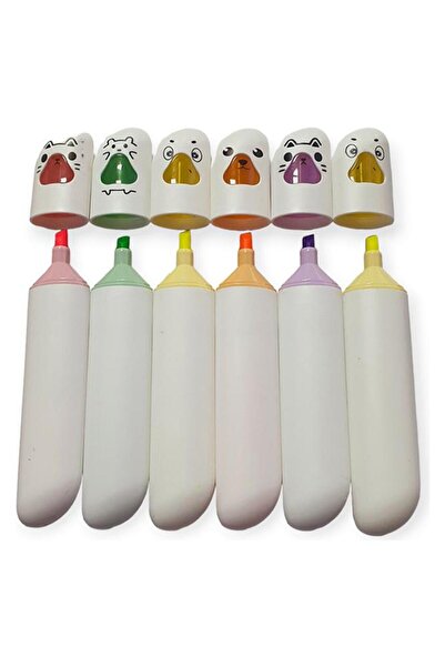 Artlantis 6 Colors Highlighter with Facial Expression Felt Tip Pen 1 Pack of ...