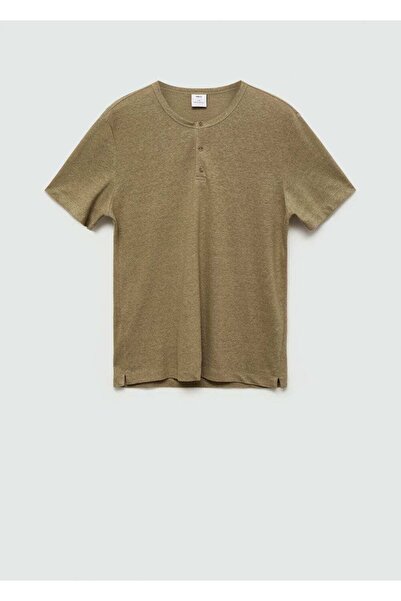 MANGO Man Μπλουζάκι από λινό με λεπτή εφαρμογή