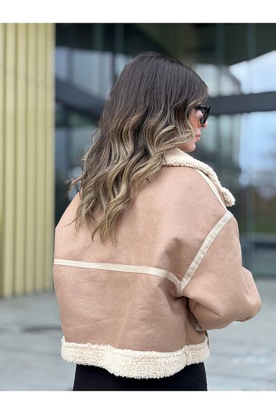 RHONES Lamined Leather Women's Coat with Complete Fur Inside