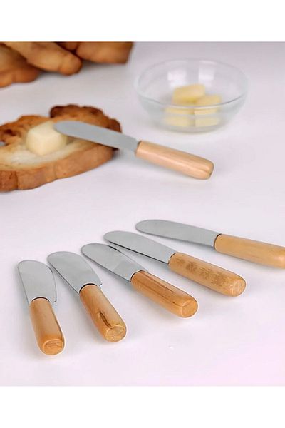 Ranüş Home 6-Piece Bamboo Handle Bowl - Jam Bowl Breakfast Set