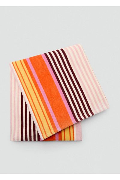 MANGO Woman 100% Cotton Striped Beach Towel