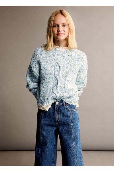 MANGO Kids Dwukolorowy sweter dzianinowy