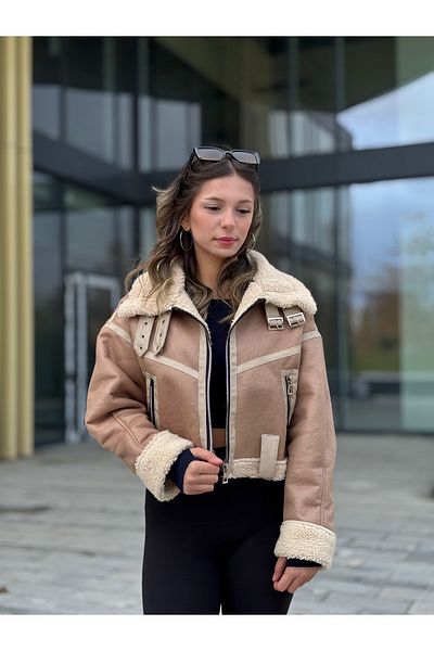 RHONES Lamined Leather Women's Coat with Complete Fur Inside